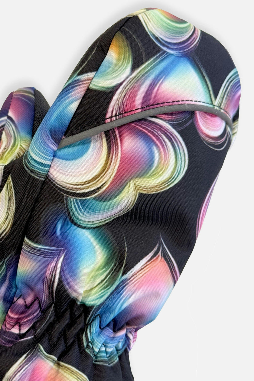 Play Winter Mittens Black Heart Print