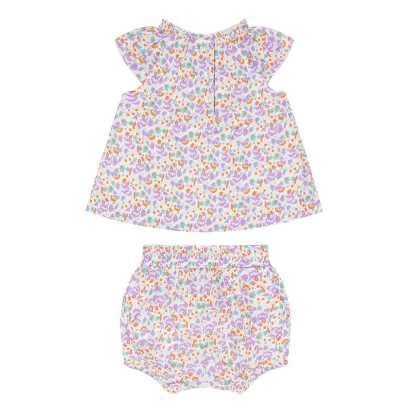 baby girls orchid floral flutter sleeve bloomer set