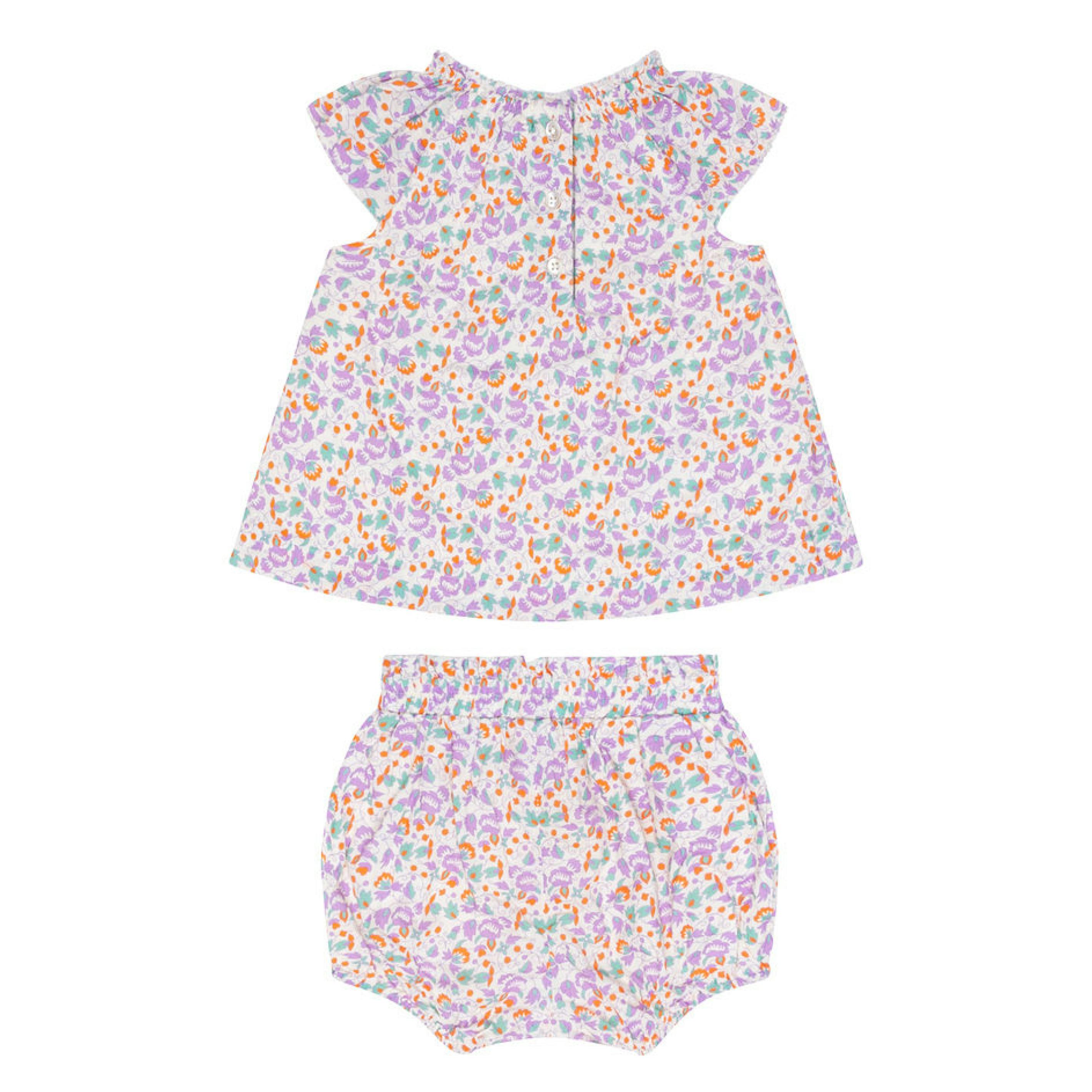 baby girls orchid floral flutter sleeve bloomer set