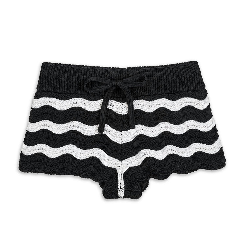 Eliora Crochet Knit Short - Black and White
