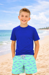 Dylan Boys Neon Sharks Print Board Shorts