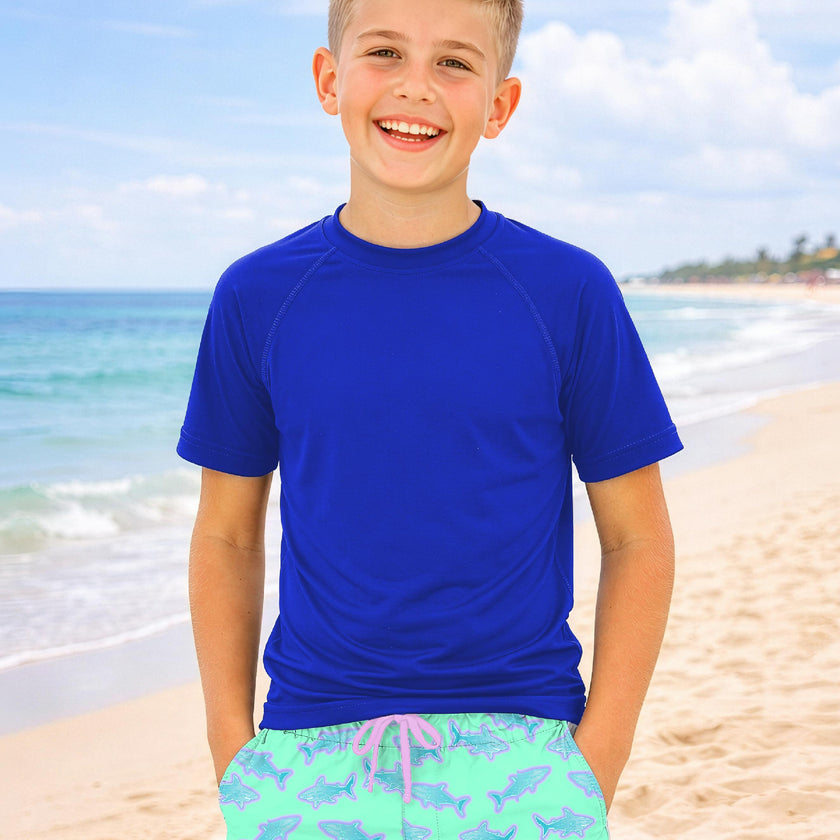 Dylan Boys Neon Sharks Print Board Shorts