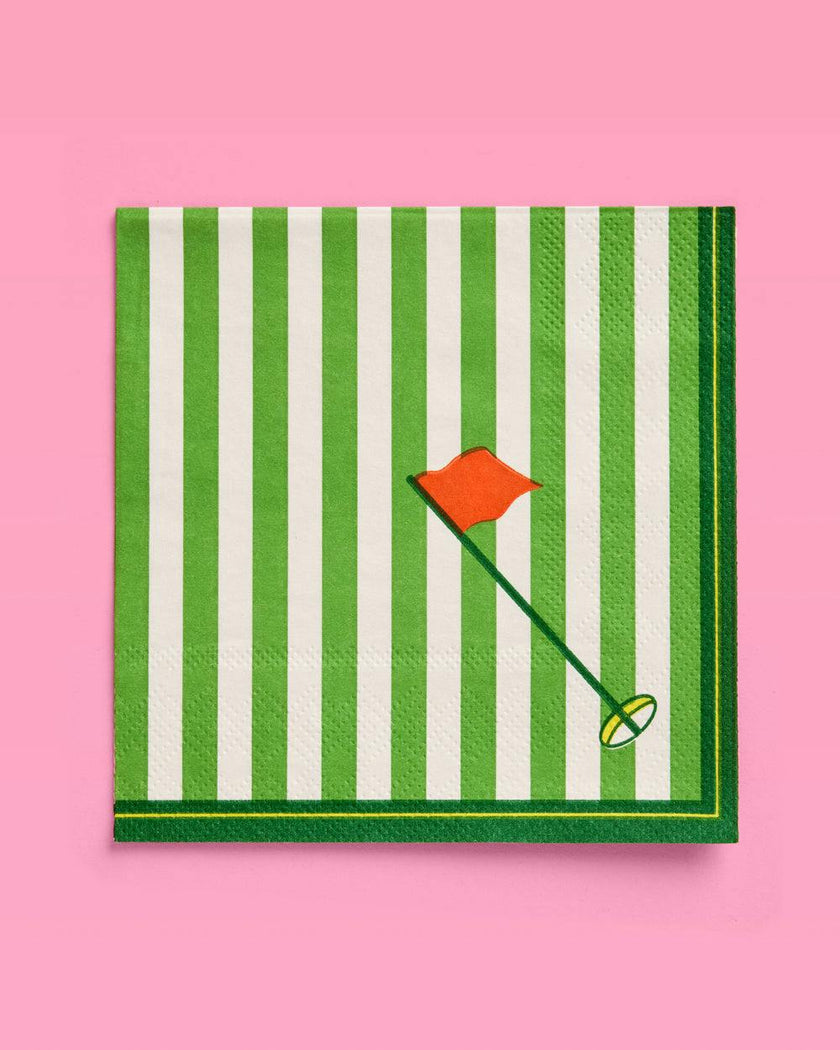 Golf Napkins - 24 green and white napkins