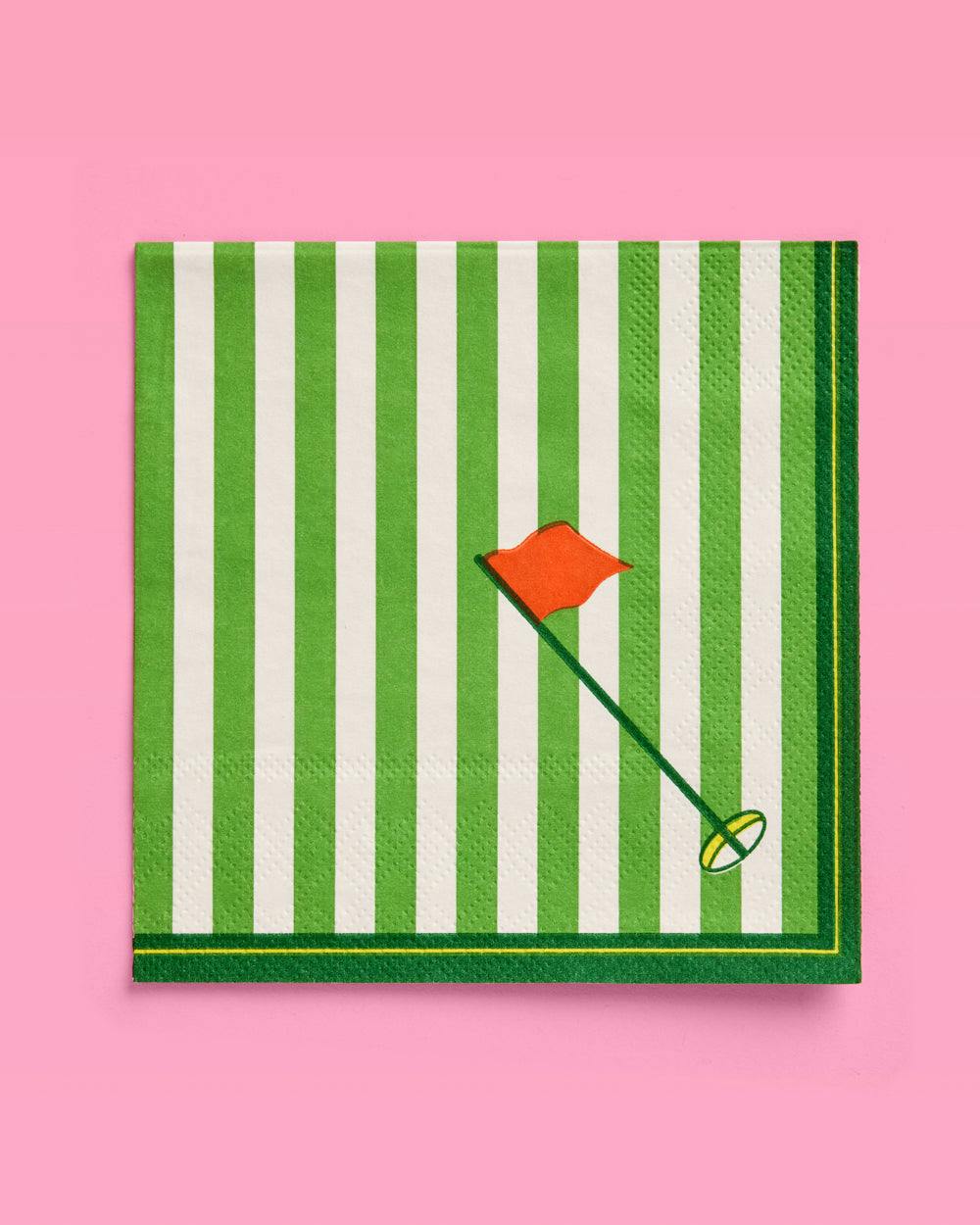 Golf Napkins - 24 green and white napkins