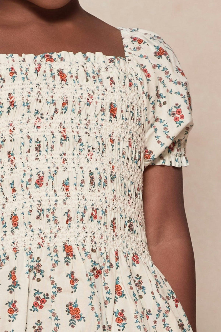 Mini Sunday Best Dress in Linear Poppy Woodblock