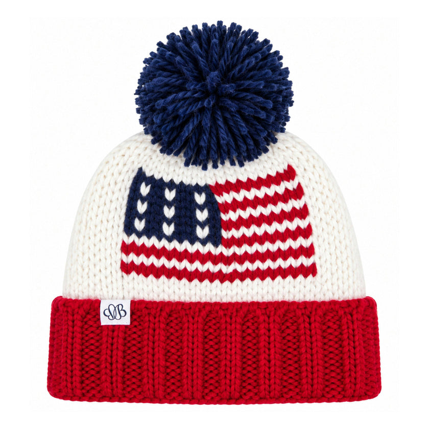 American Flag Bobble Hat