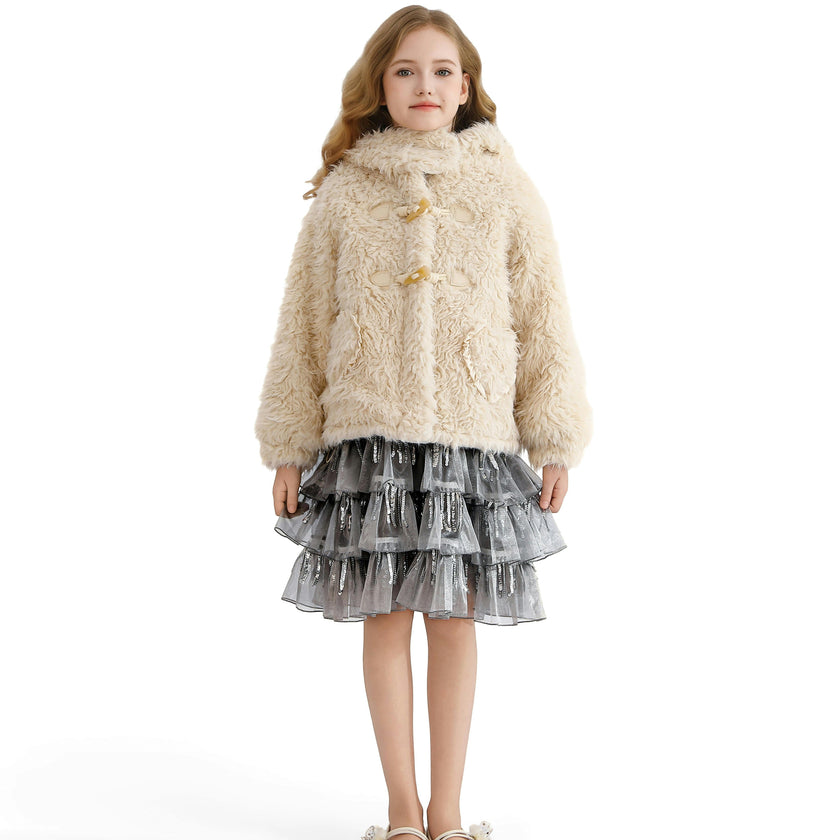 Cream Bunny-Eared Fuzzy Jacket