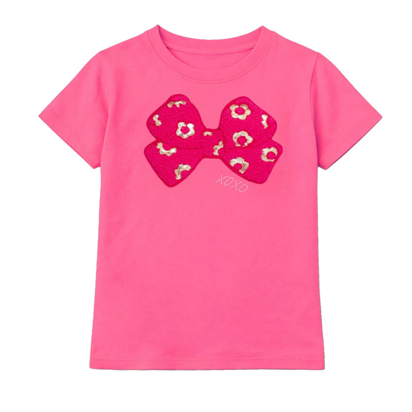 Sequin Bow Applique Short Sleeve Tee