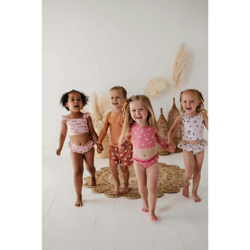 Girl's Two-Piece Crop Swim Set Retro Shades