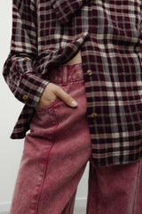 TNS Denim Woman Wide Leg Trouser Rumba Red