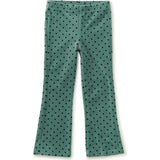 Polka Dot Velour Flare Pants, Green