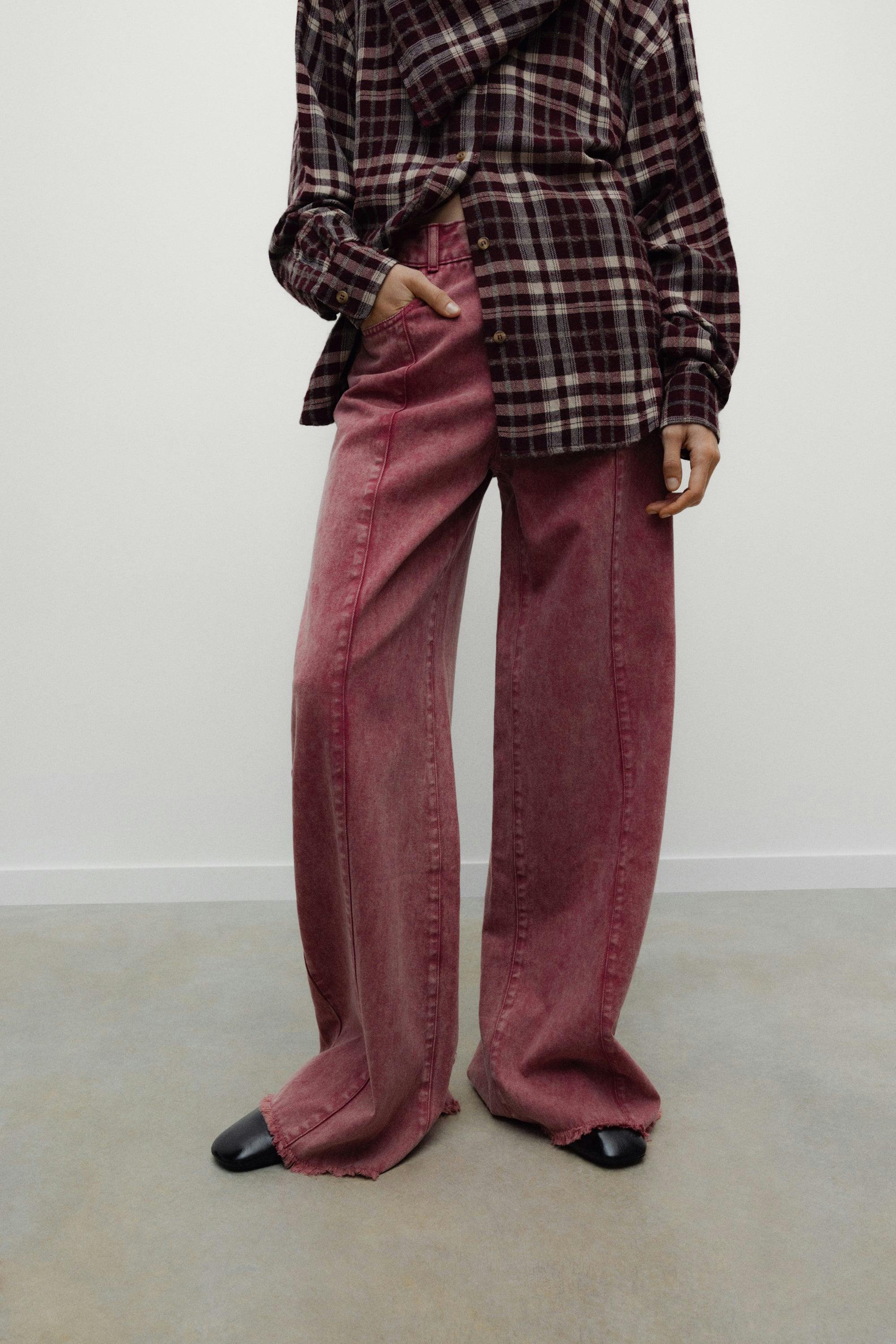 TNS Denim Woman Wide Leg Trouser Rumba Red