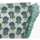 La Plage Ruffle Pouch Aqua Floral Block Print