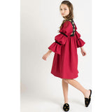 Bella dress (burgundy with golden embroidery blooms)