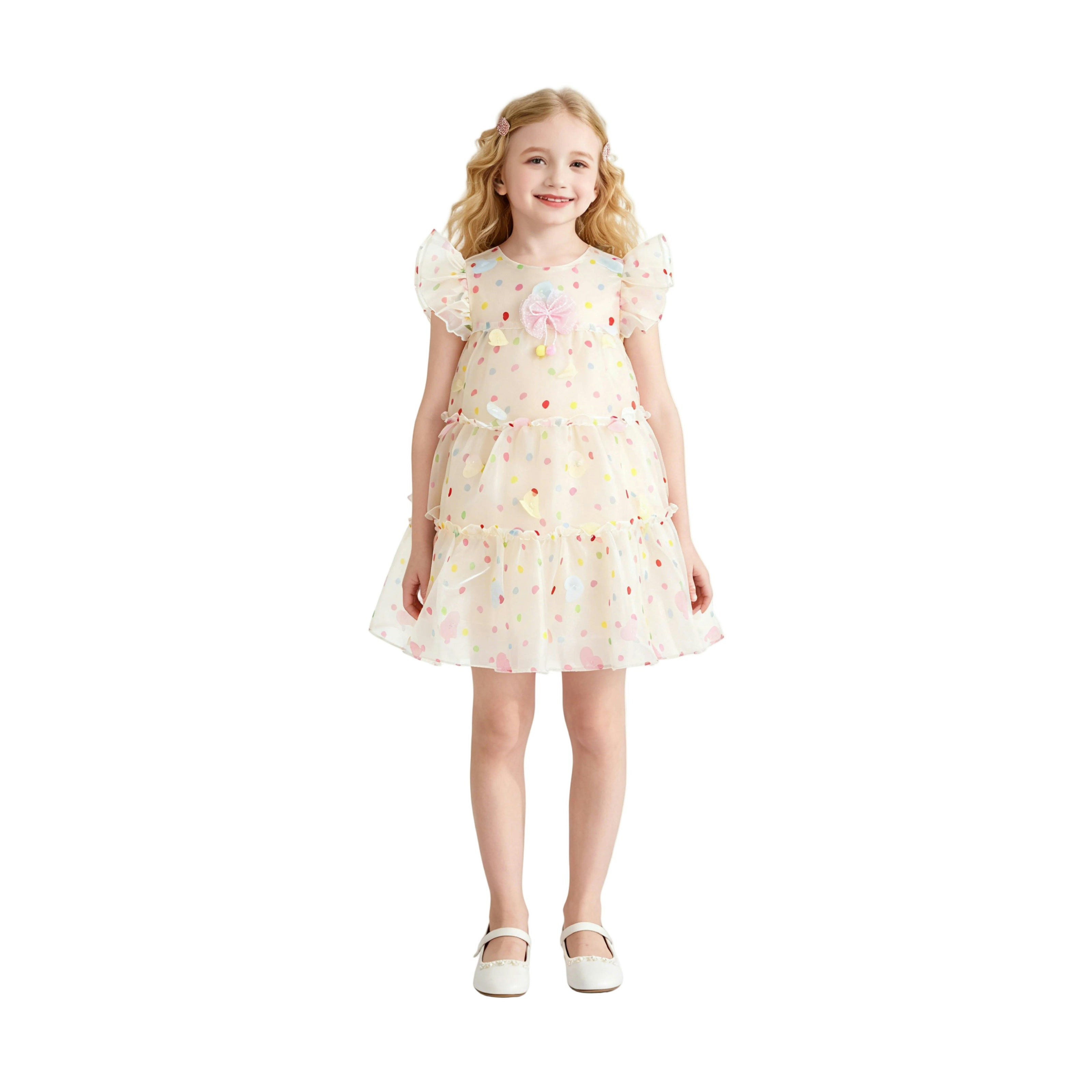White Thaliora Pastel Polka Dot Dress