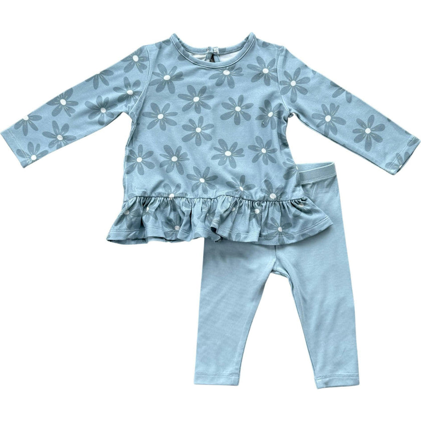 Long Sleeve Peplum Set Lavender Cloud Checkered