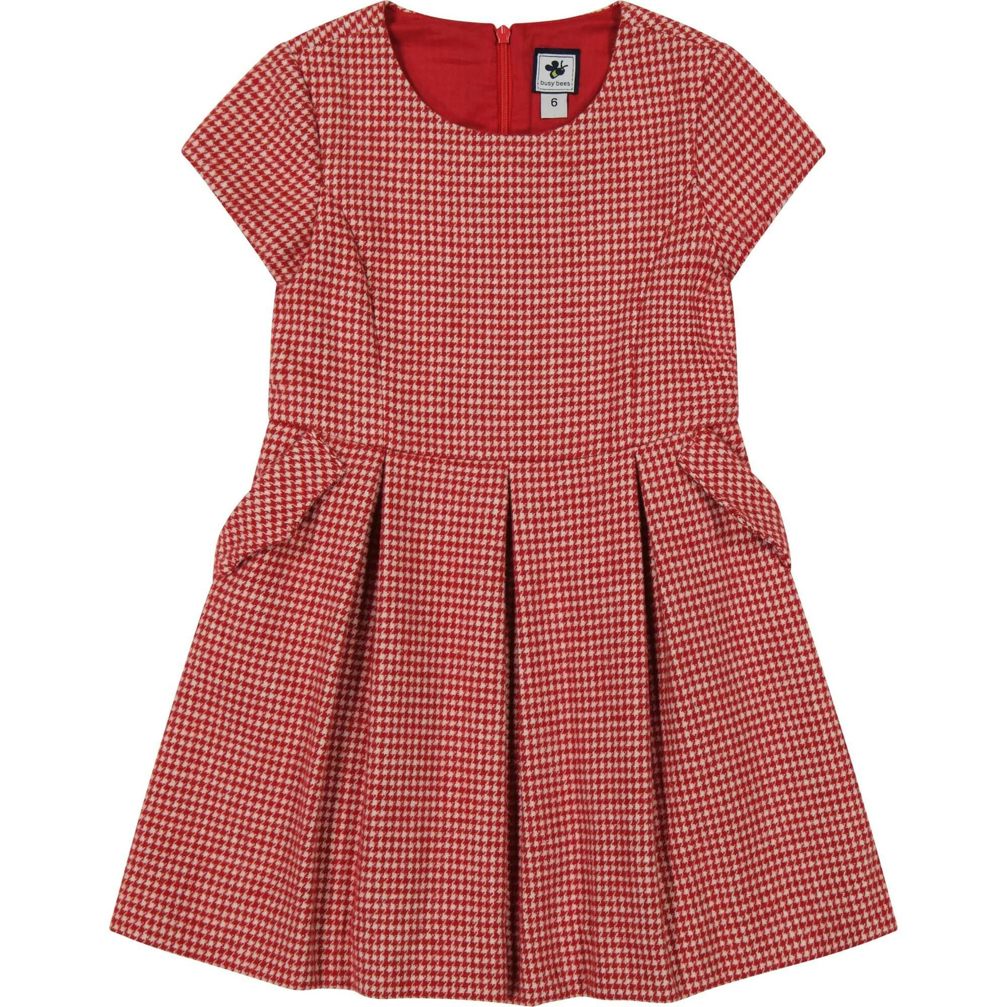 Scarlett Houndstooth Check Party Dress, Stripes