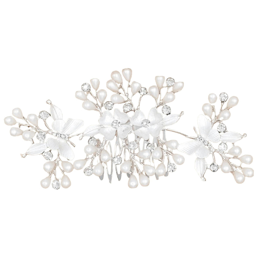 Crystal Olea Butterfly Floral Hair Comb