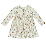 Girls Long Sleeve Henley Dress in Meadow Bloom