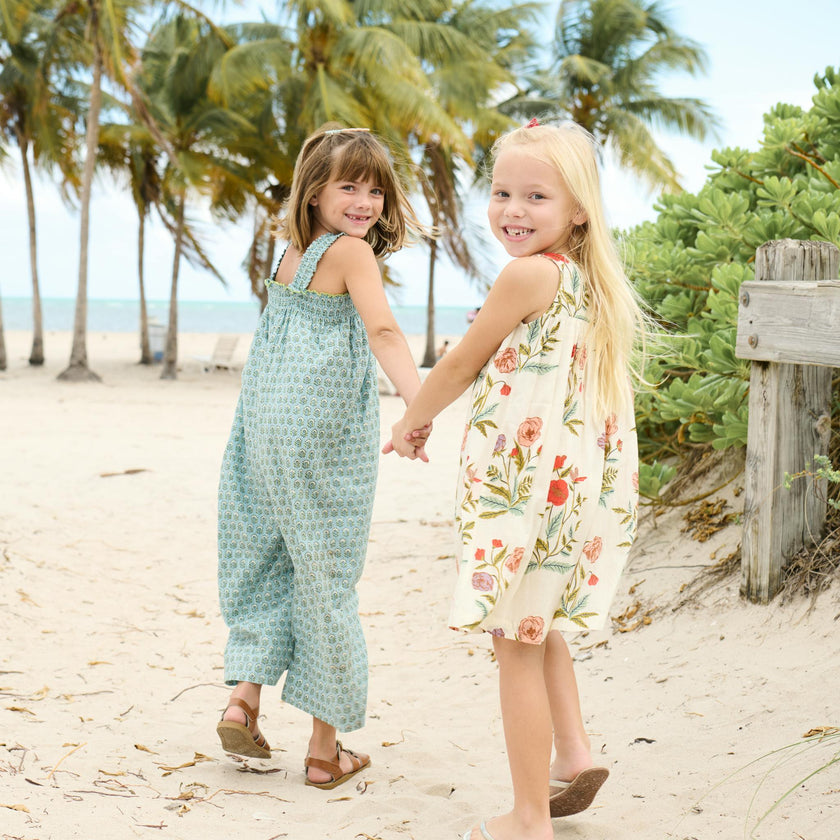 Girls Eleven Jumper - Blue Prairie Block Print