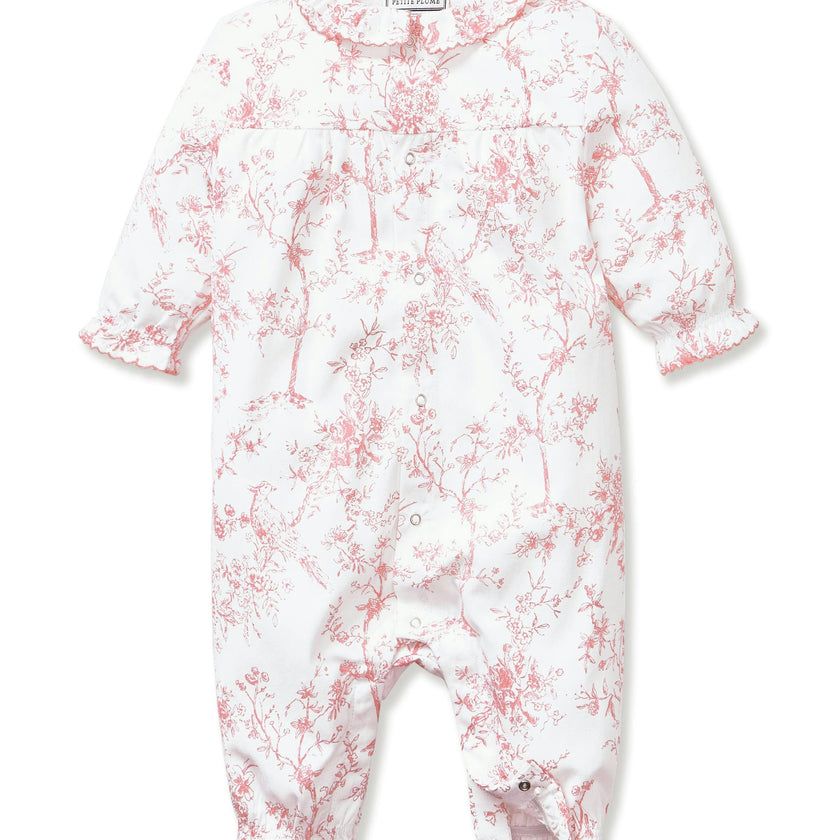 Baby's Twill Madeline Romper in Pink Timeless Toile