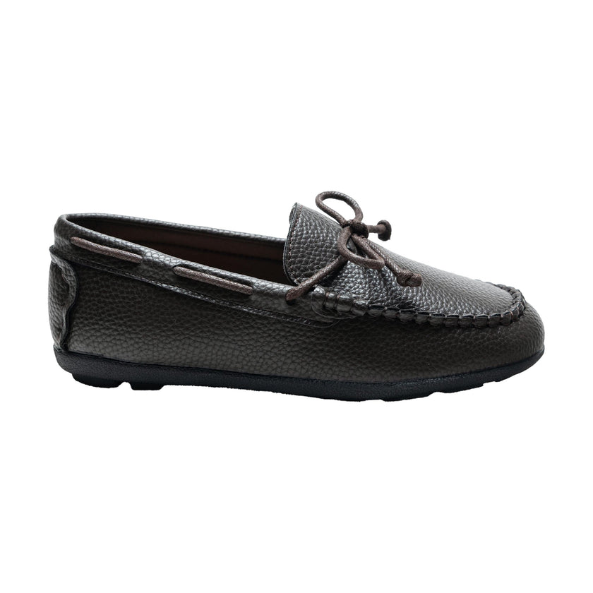 Mocha Faux Leather Laced Loafers