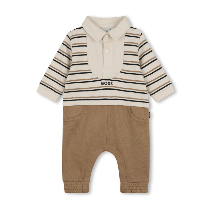 Beige Logo Baby One-Piece Set