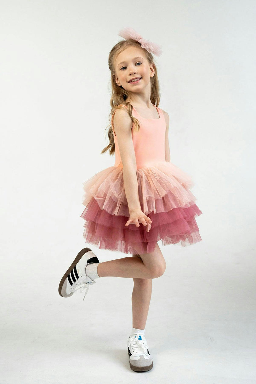 Salmon Bloom Tutu Dress