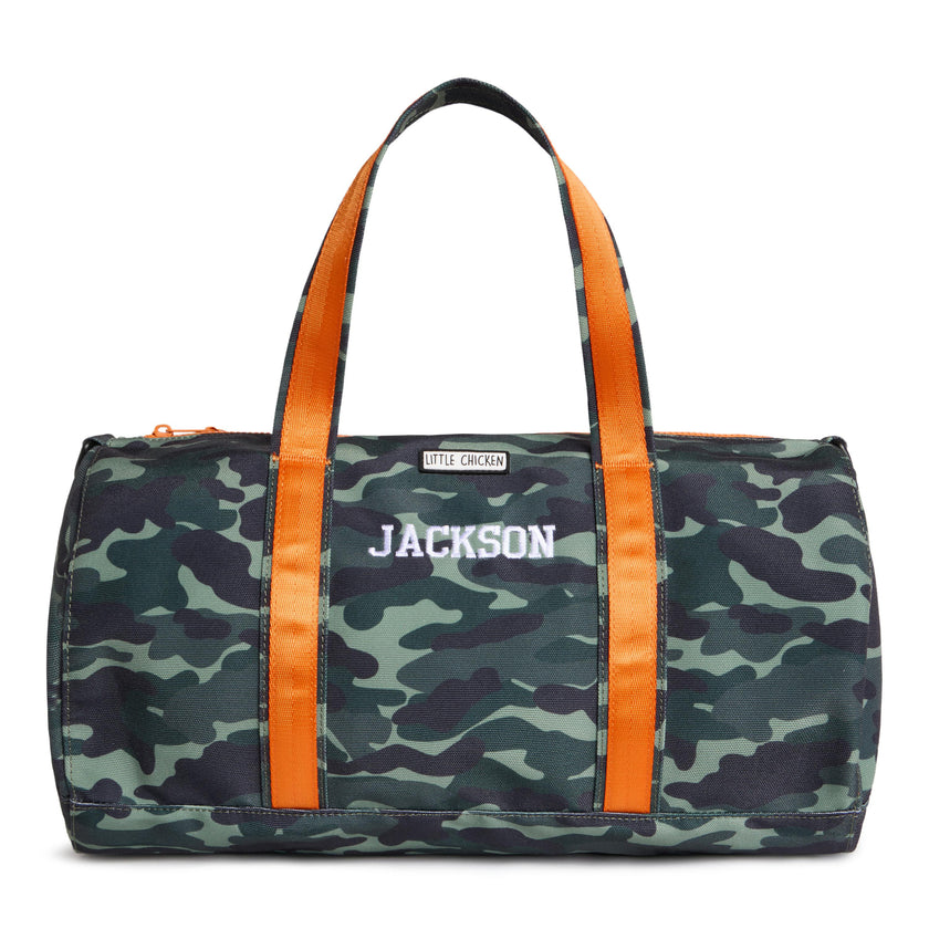 Personalized Kids Duffle Bag, Green Camoflauge