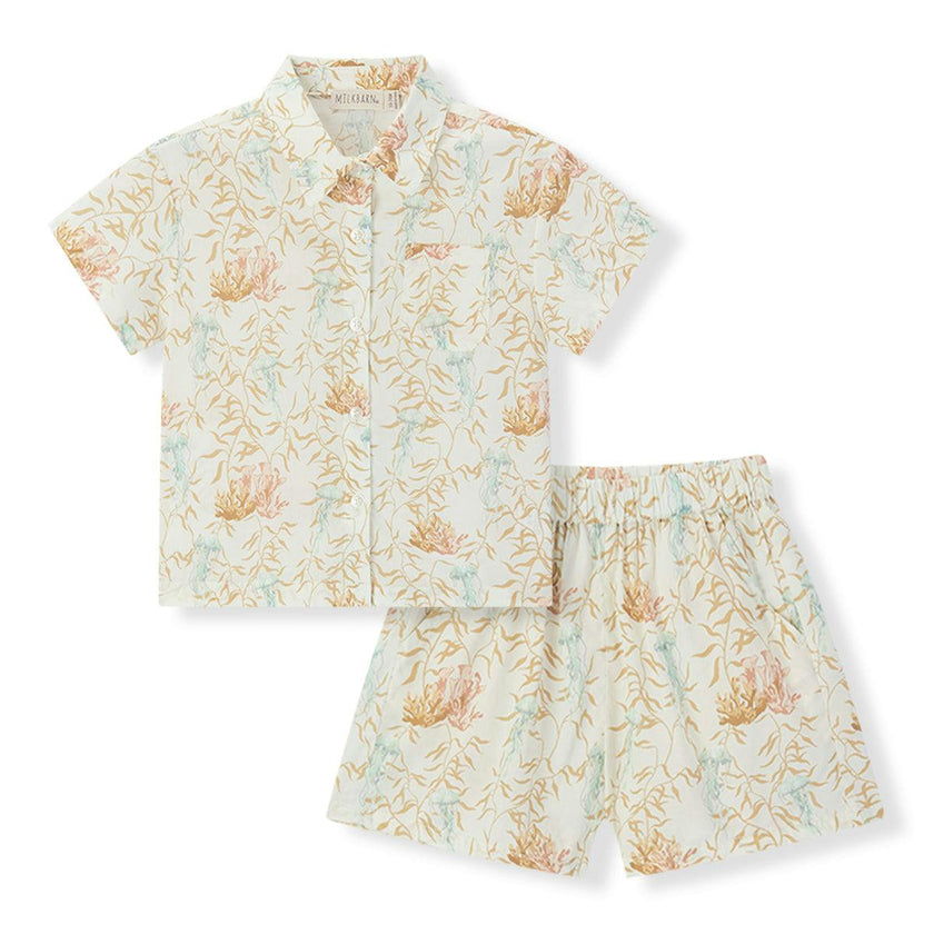 Under the Sea Collar Button-Up Shirt & Shorts Set