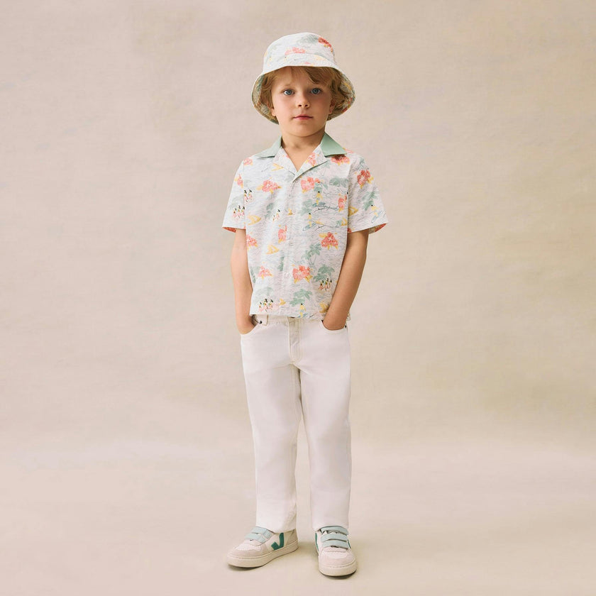 BONPOINT Steve Island Print Poplin Shirt