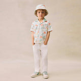 BONPOINT Steve Island Print Poplin Shirt