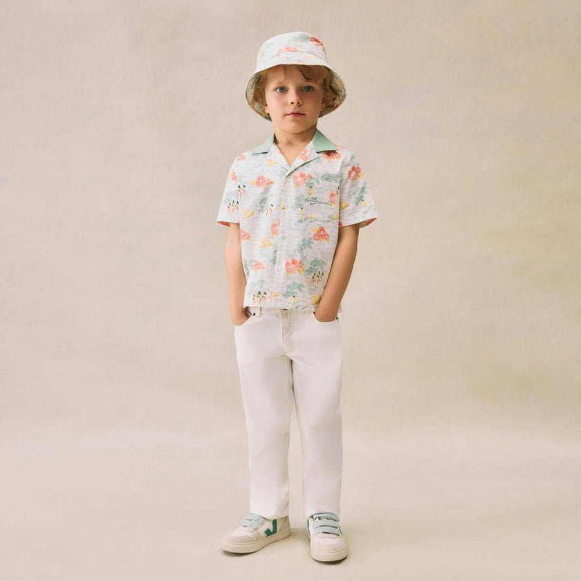 BONPOINT Steve Island Print Poplin Shirt