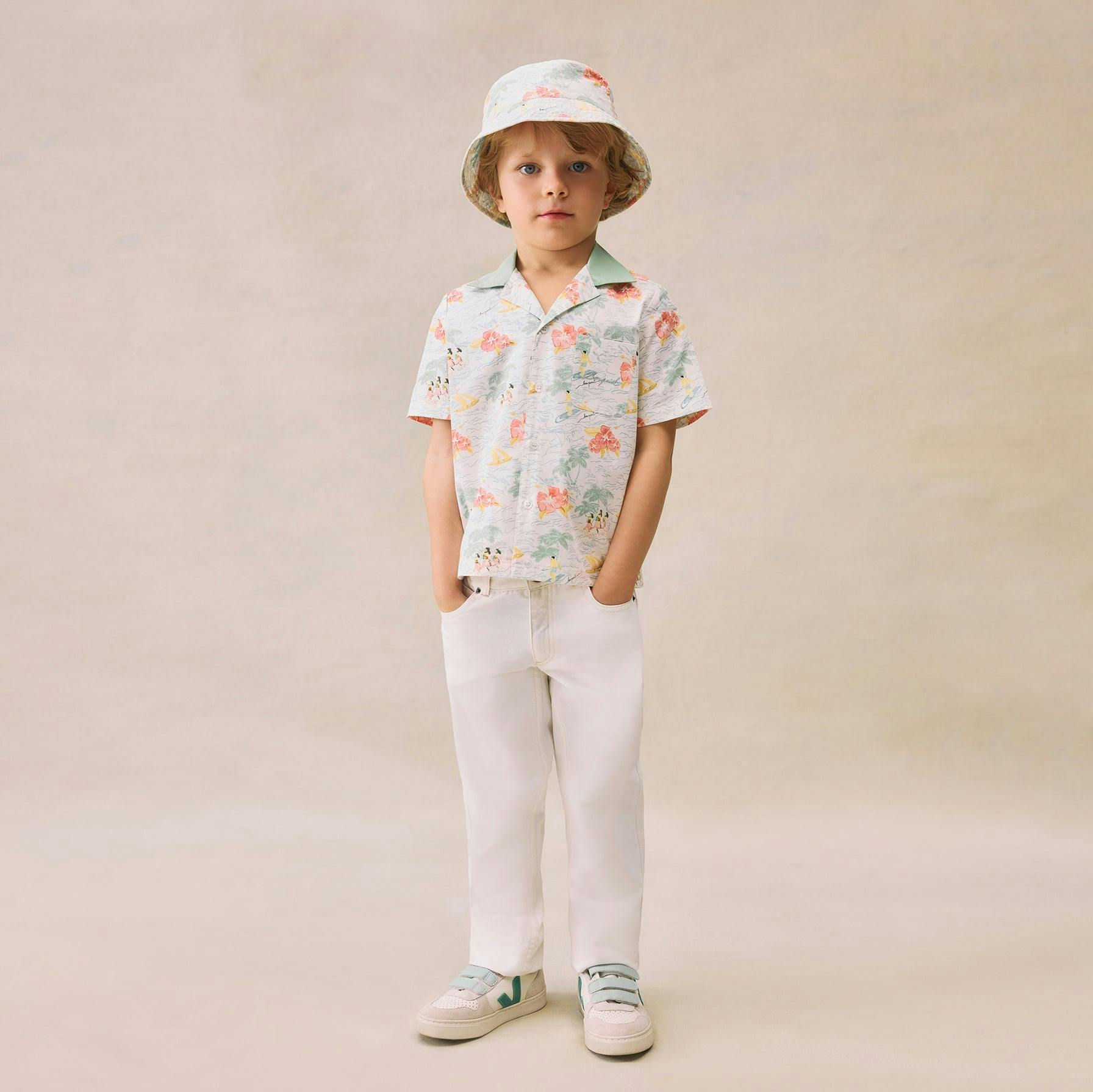 BONPOINT Steve Island Print Poplin Shirt