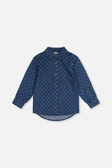 Chambray Shirt Blue Smiley Print