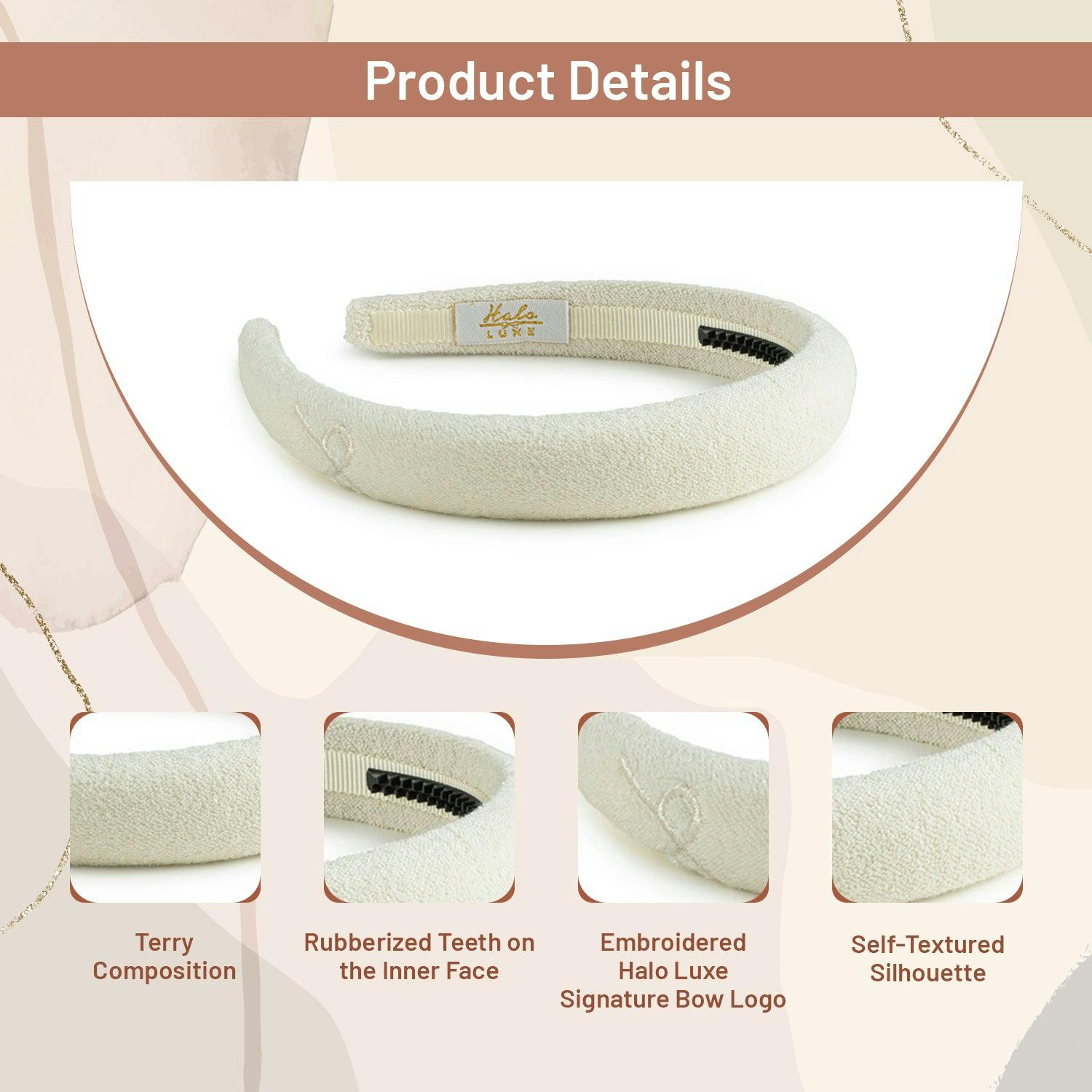 Halo Luxe Signature Terry Logo Headband - Ivory