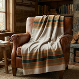 Cotton Sustainable Knit Throw Blanket | Lodge Stripe