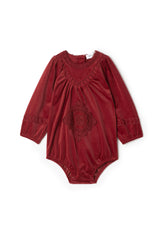 Lace Trimmed Button Front Velvet Bubble