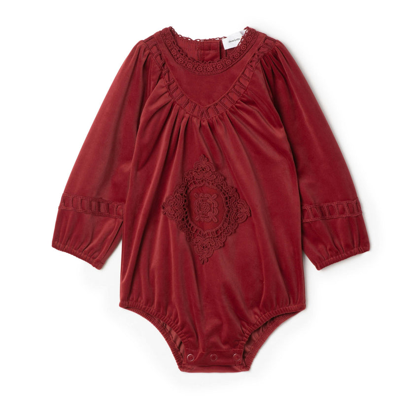 Velvet Lace Bubble Burgandy