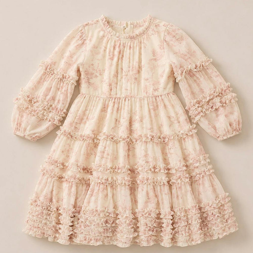 Mini Geneva Dress in Banana Creme Aquarelle Fleur
