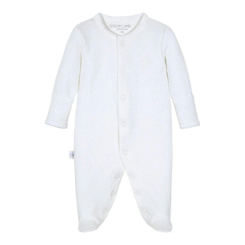White Quilted Pima Cotton Baby One-Piece Pajamas