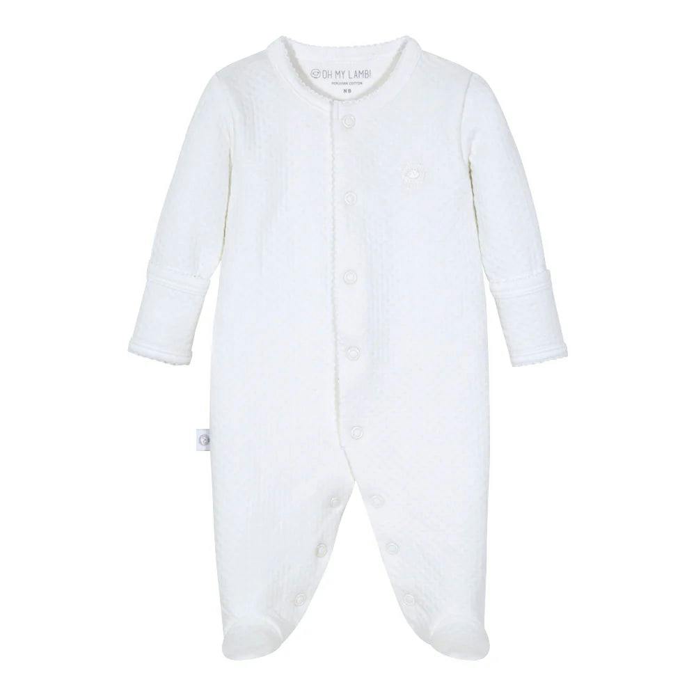 White Quilted Pima Cotton Baby One-Piece Pajamas