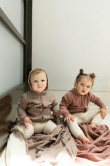 Knitted Jacket Dark Blue Grey/Dark Almond
