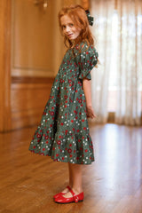 Mini Madeline Maxi Dress in Evergreen Merry Ditsy