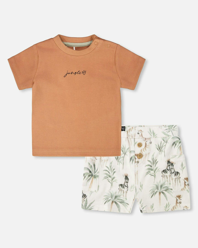 Cotton Rib Jersey T-Shirt And Organic Cotton Jersey Short Set