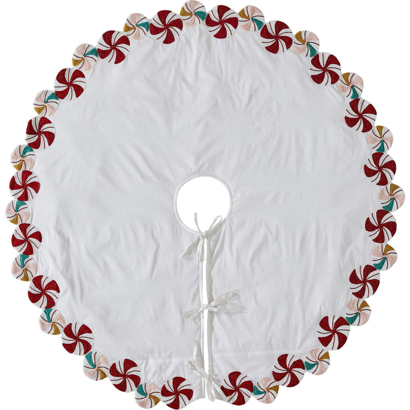 LIMITED EDITION Candy Swirl Hand Beaded Christmas Tree Skirt