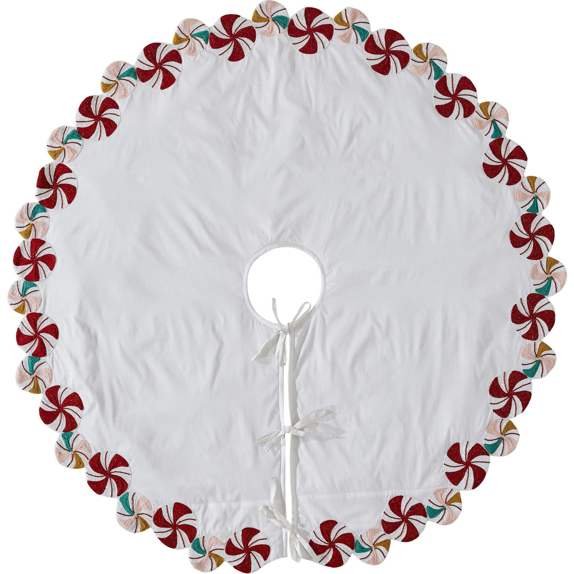 LIMITED EDITION Candy Swirl Hand Beaded Christmas Tree Skirt