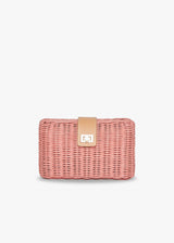 Lou Straw Clutch, Pink