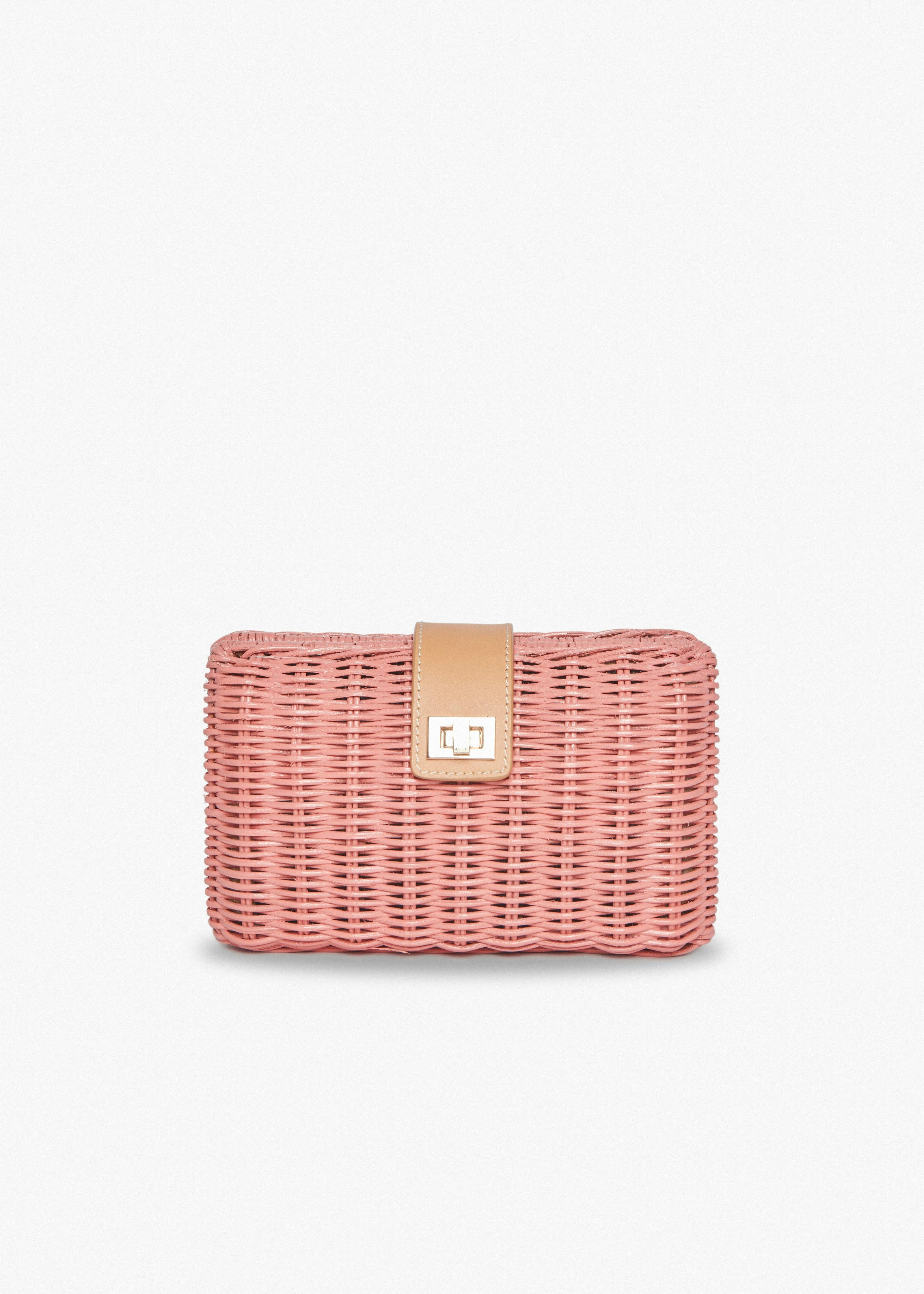 Lou Straw Clutch, Pink