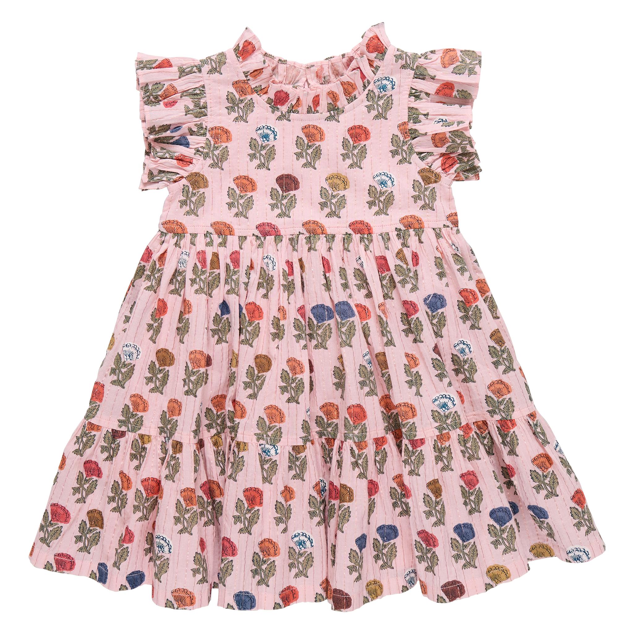 Girls Jennifer Dress - Multi Flower Drop